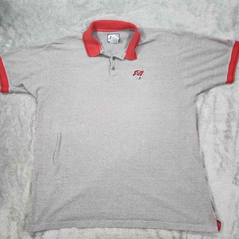 Tampa Bay Buccaneers Polo Shirt Mens XL Gray Red Logo Athletic NFL Game Day‎